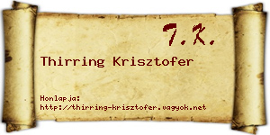 Thirring Krisztofer névjegykártya